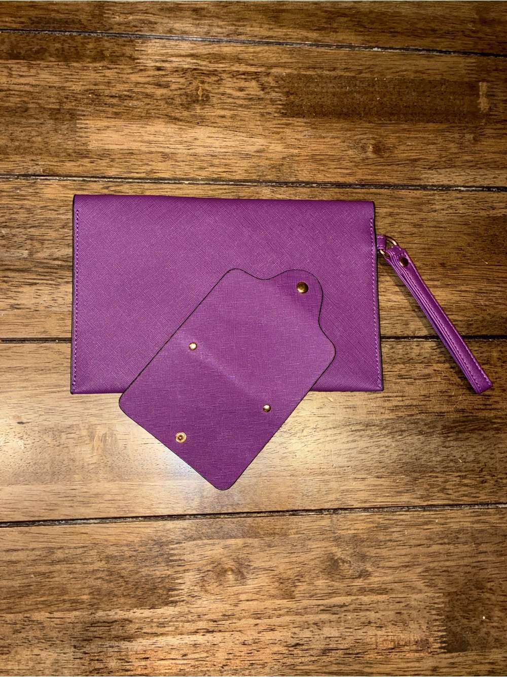 Purple Wristlet Clutch Set - Sleek Safiano Leather - Picture 5 of 10